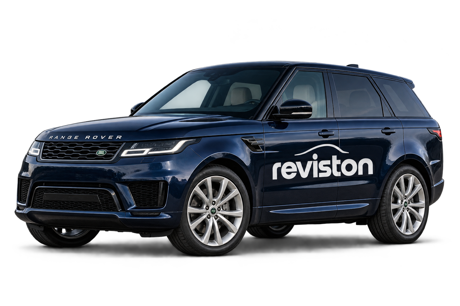 Navy Range Rover Sport with white Reviston branding